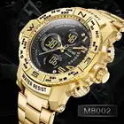 Военные Наручные часы mizсветильники, светодиодные цифровые спортивные часы, мужские золотые часы из нержавеющей стали, кварцевые часы с двойным временем, мужские часы, мужские часы