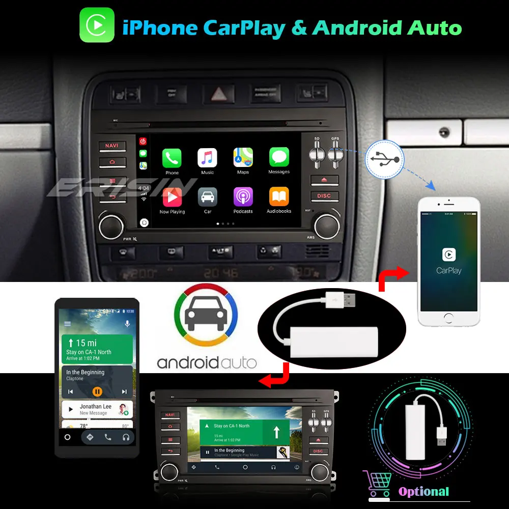 Erisin 6914 Android 10 0 Авторадио DVD Carplay GPS DAB + WIFI 4G OBD Navi USB Bluetooth RDS для Porsche