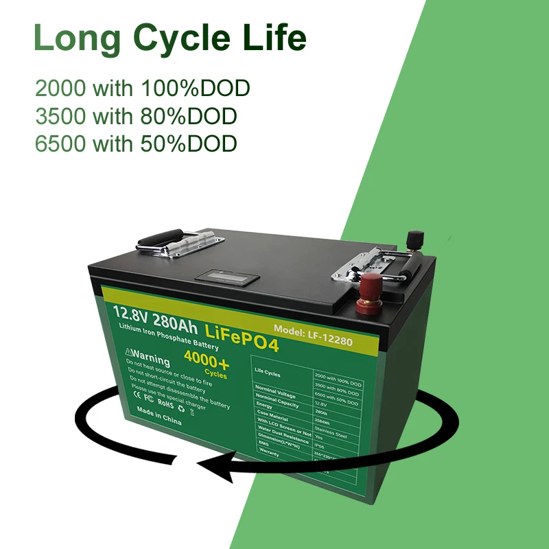 Аккумуляторная батарея Lifepo4 литий-железо-фосфат Встроенный BMS 12 В 280 Ач 300 для
