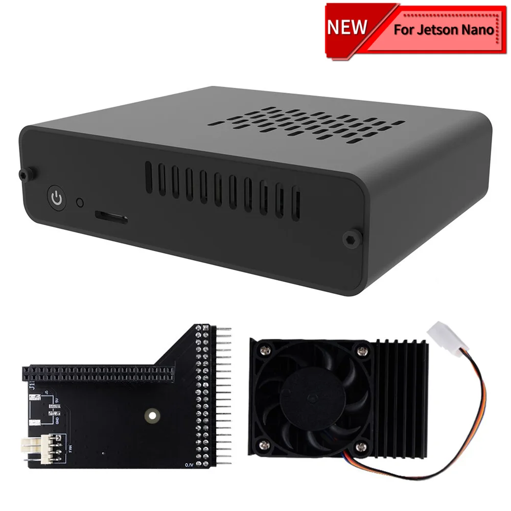 

DeskPi Aluminum Alloy Case for Jetson Nano AI Development Shell Kit Cooler with PWM Fan NUC Style Enlosure Cover