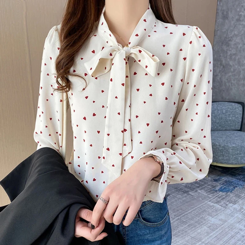 

2021 Fashion Women Bow Tie Elegant Shirt Long Sleeve Black Tops Casual Office Shirts Oversized Blusas Feminina Plus Size