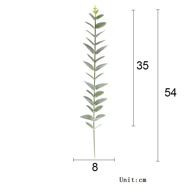 1 шт. 3D печать зеленый серый поддельные эвкалиптовые растения ветка Цветочная