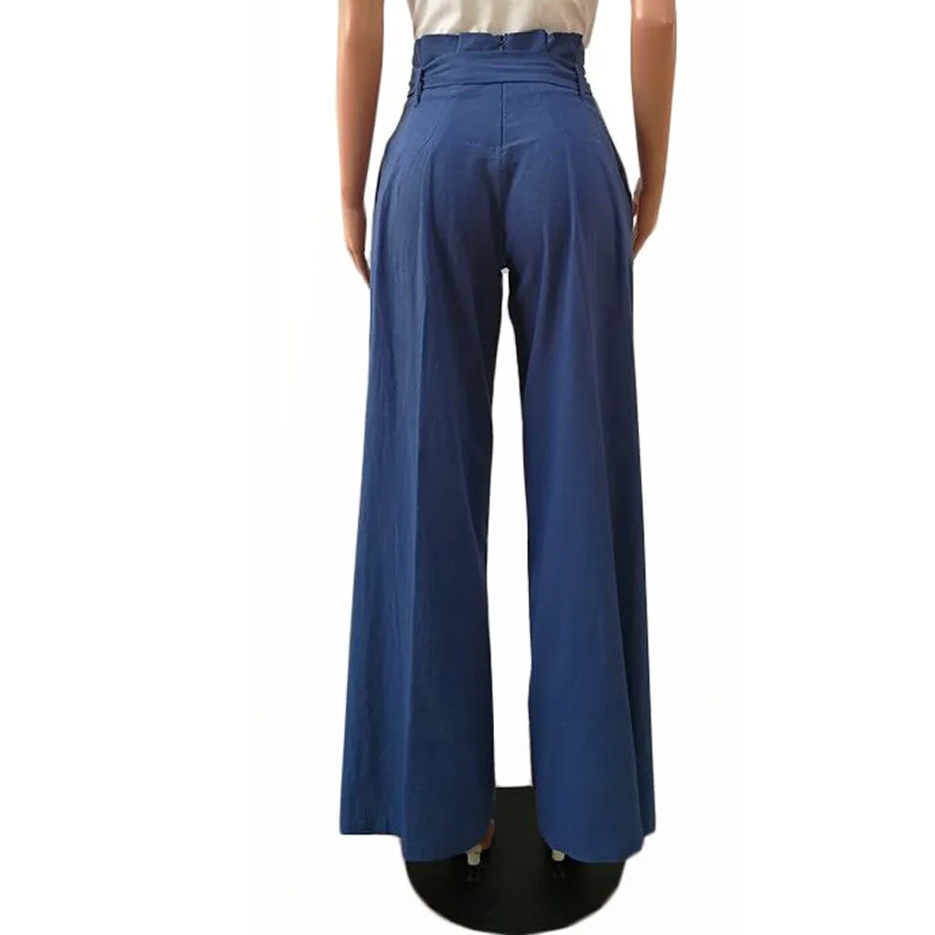 Женские брюки размера плюс однотонные красные широкие с высокой талией