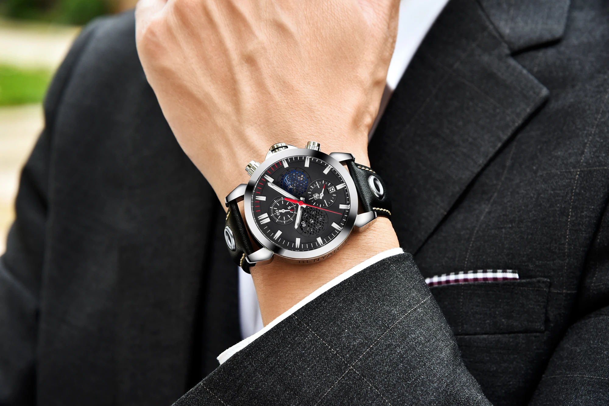 Часы BENYAR Мужские кварцевые люксовые модные повседневные наручные в стиле