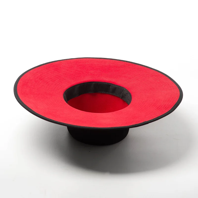 

01909-hh8153 Classic winter wool formal black inside red model fedoras hat men women leisure panama jazz hat