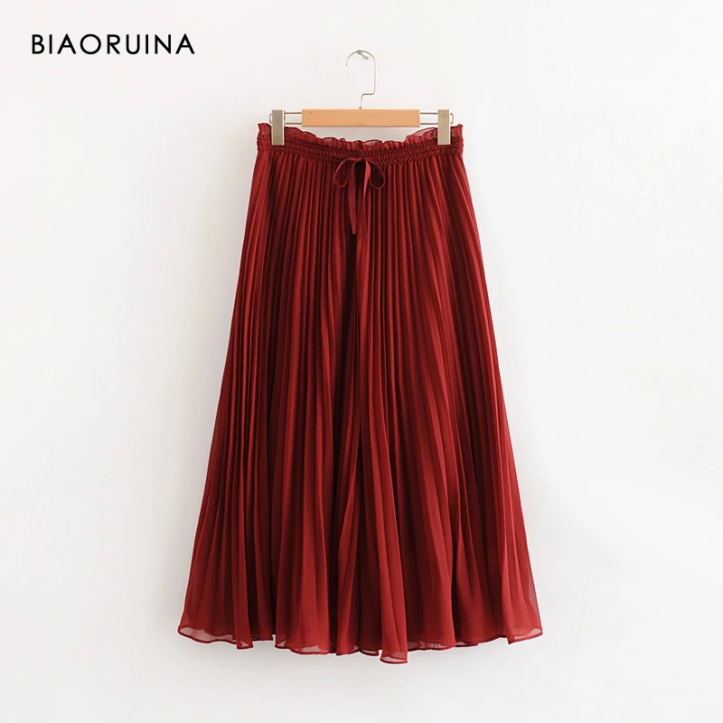 BIAORUINA женские шифоновые одноцветные широкие брюки длиной до щиколотки