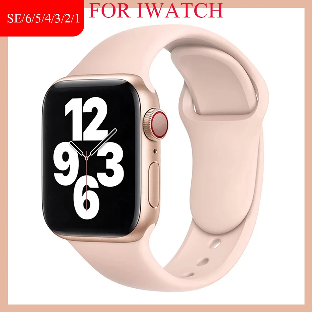 

Ремешок силиконовый для Apple Watch band 44 мм 40 мм 38 мм 42 мм, резиновый браслет для iWatch se 6 2 3 4 5 7, черный