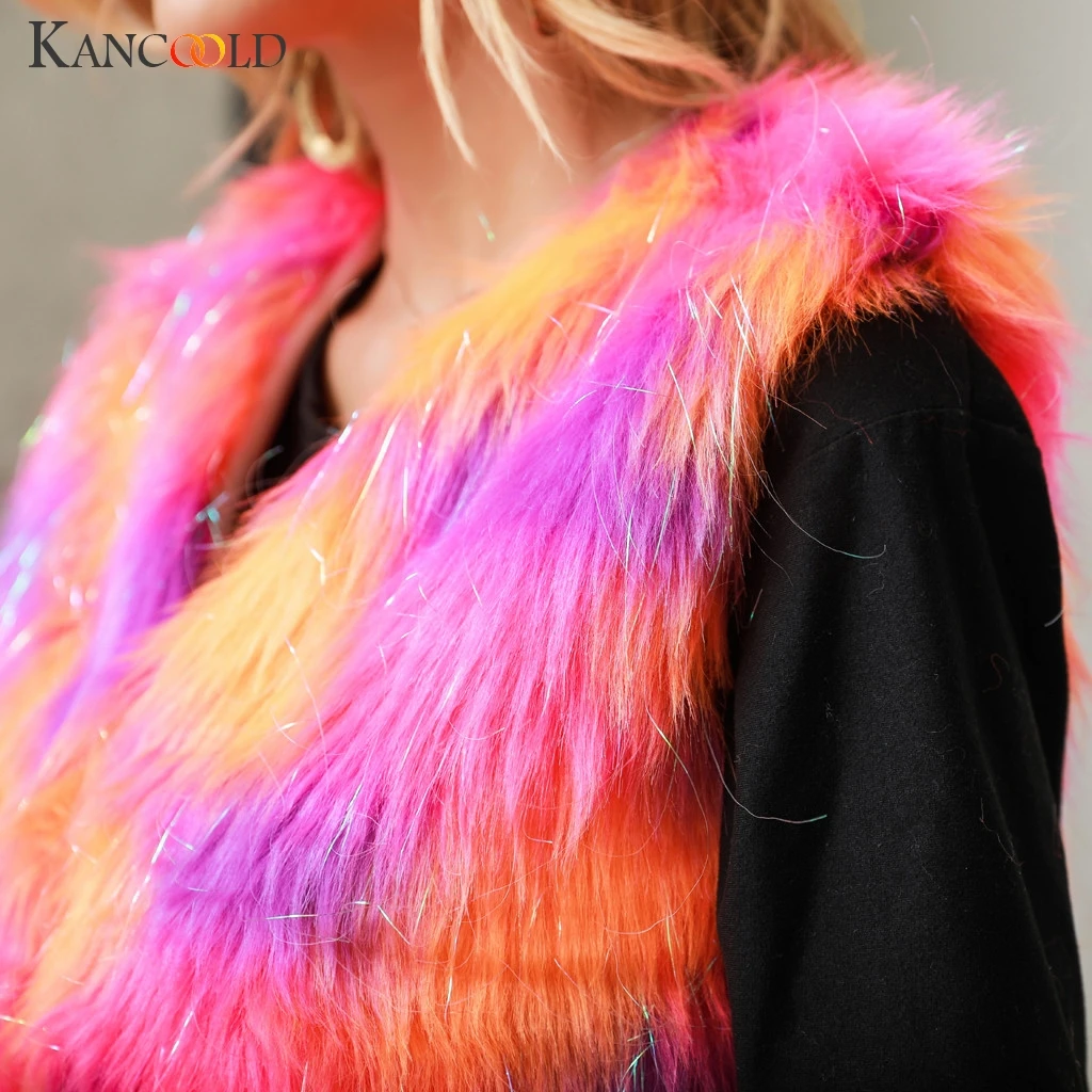 

KANCOOLD coats Women Boho Faux Fur Outerwear Cardigan Sleeveless Vest Button Pocket Novelty coats and jackets women 2019AUG6
