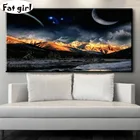 Алмазная 5D картина, полноразмерная вышивка крестиком, мозаика большого размера с изображением планеты, Вселенной, пейзажа