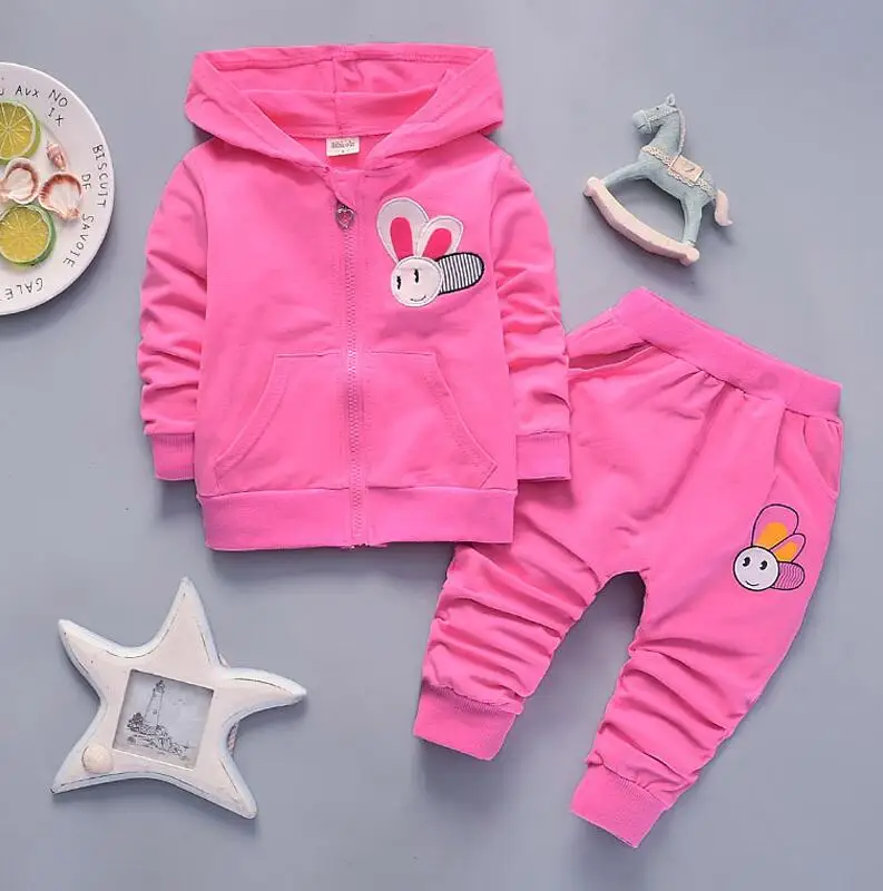 Комплект одежды для девочек на весну и осень Модный хлопковый топ штаны 2 шт.