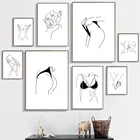 Сексуальная Женская линия тела печать абстрактные руки поцелуй Картина на холсте фигурка рисунок плакат минималистичные настенные картины Домашний декор