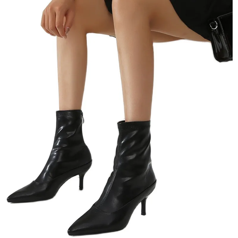 

Women's Mid Calf Boots Shoes Boots-Women Winter Footwear Round Toe Luxury Designer Ladies 2020 Rubber Pointy Rock Med