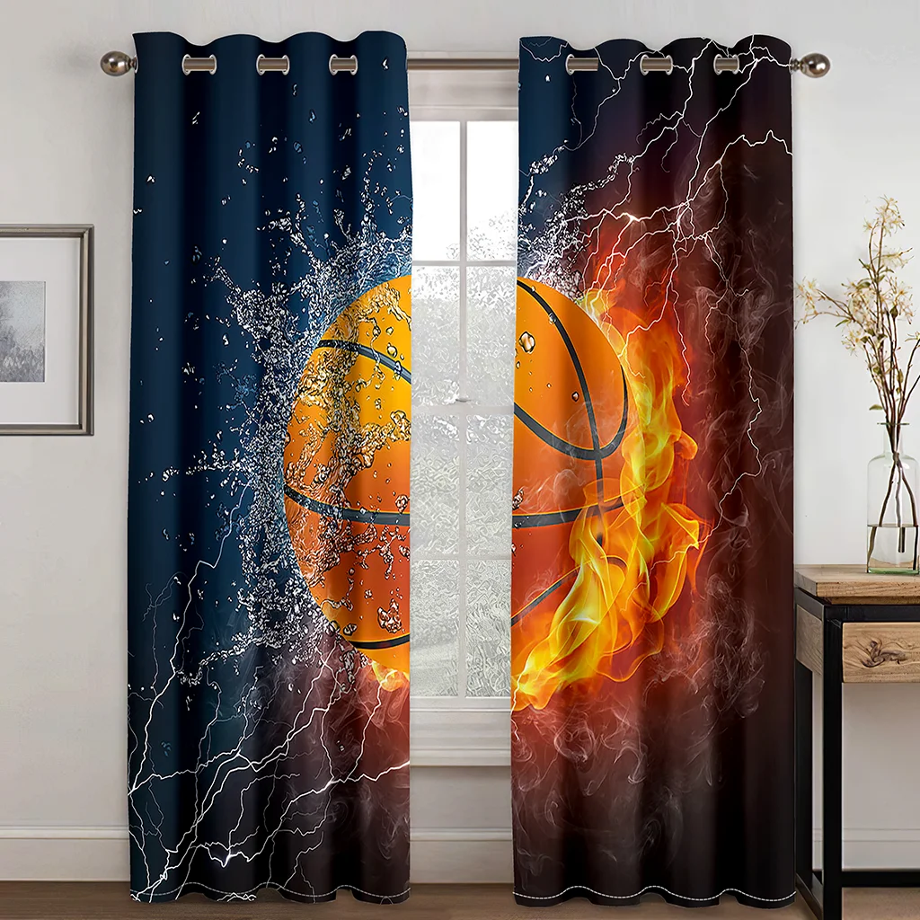 

Window Curtain Decoration for Living Room Bedroom Kitchen Space Divider Basketball Pattern Printed Designer Custom Waterproof