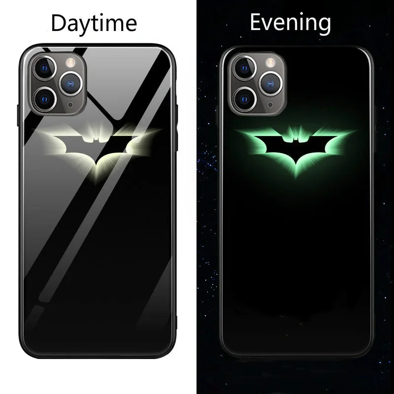 Marvel Бэтмен Веном чехол в виде светящегося стекла для iphone 11 Pro XS MAX XR X 7 8 6 6S Plus Мстители Черная пантера Железный человек чехол - Цвет: Batman