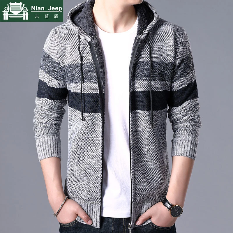 Мужской кашемировый кардиган с капюшоном и шерстяной подкладкой на молнии| |