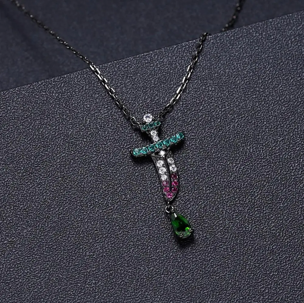 GEM'S балет Хэллоуин ожерелье натуральный хром диопсид драгоценный камень 925