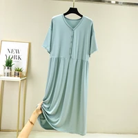 large size nightgowns for women new modal sleepwear short sleeve summer nightshirt lounge wear v neck night dress female shirt