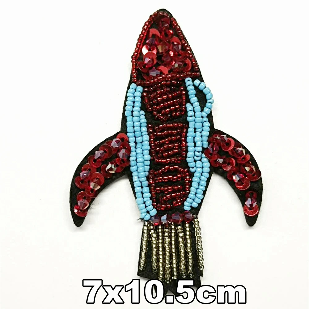 

embroidery beaded rocket dirigible embroideried patches for clothing DE-3291
