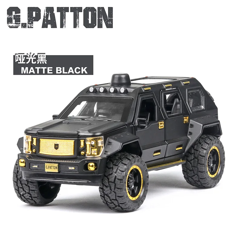 Литая 1:24, G-PATTON, колесница, модель автомобиля, металлический сплав, автомобиль, моделирование, оттягивание, автомобили, игрушки для детей, подарки для детей - Цвет: Matte Black