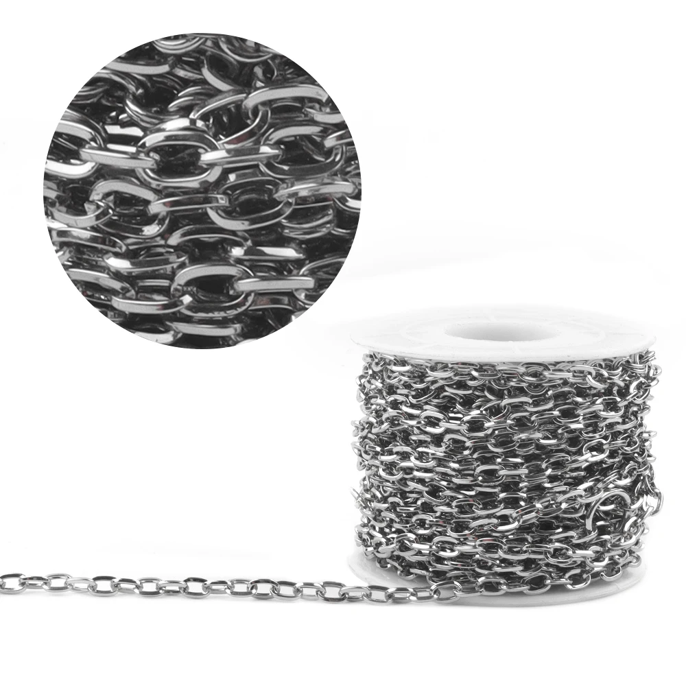 

10yard/lot 4mm Bulk Chain Rhodium Gold Color Iron Paper Clips Link Chains Necklaces DIY For Jewelry Making Findings Accessories