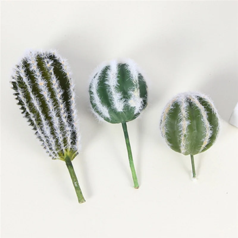 

Simulation Cactus Artificial Flocked Prickly Pear Succulents Green Plants Fake Flowers Balls DIY Home Office Table Decorations
