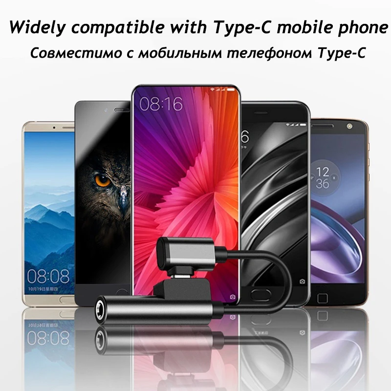 2 в 1 аудио адаптер TypeC 3,5 мм разветвитель AUX Adaptateur для samsung Galaxy A90 A80 A70 A50 A30 S10 Auriculares Tipo C Adaptador