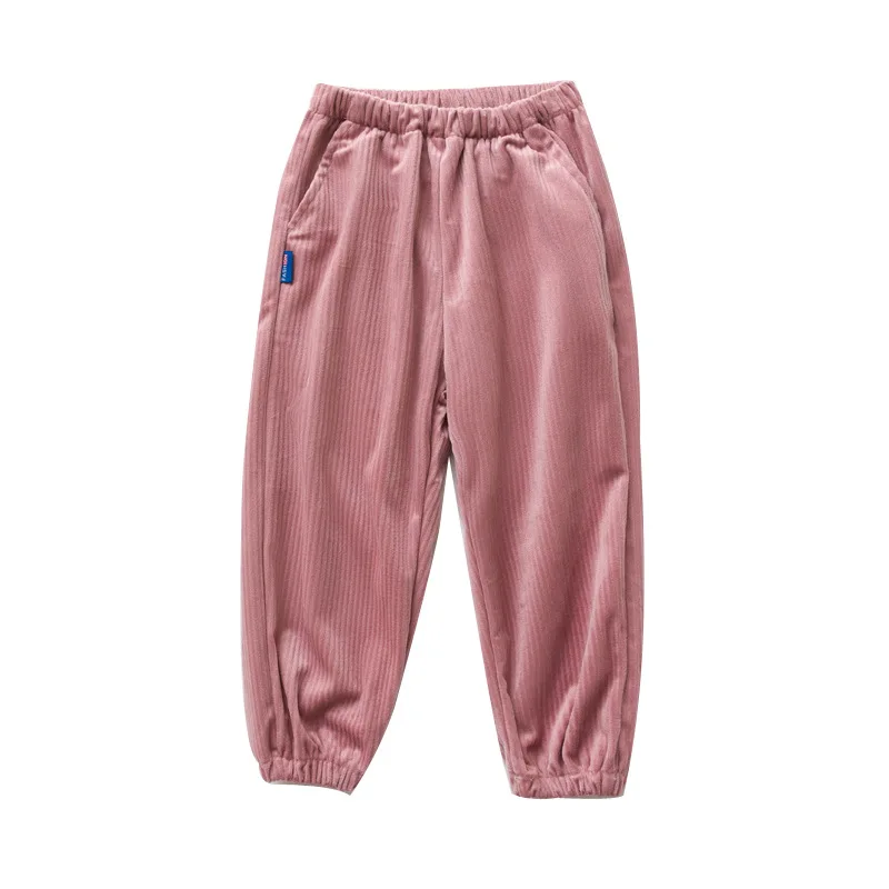 Зимние вельветовые повседневные штаны для мальчиков и девочек плотные детские