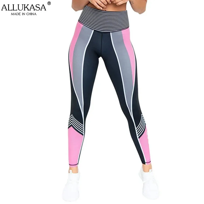 Allukasa Women Stretch Leggings Casual High Waist Compression Fitness Workout Long  Jogging Running Yoga Trousers Pant Athletic