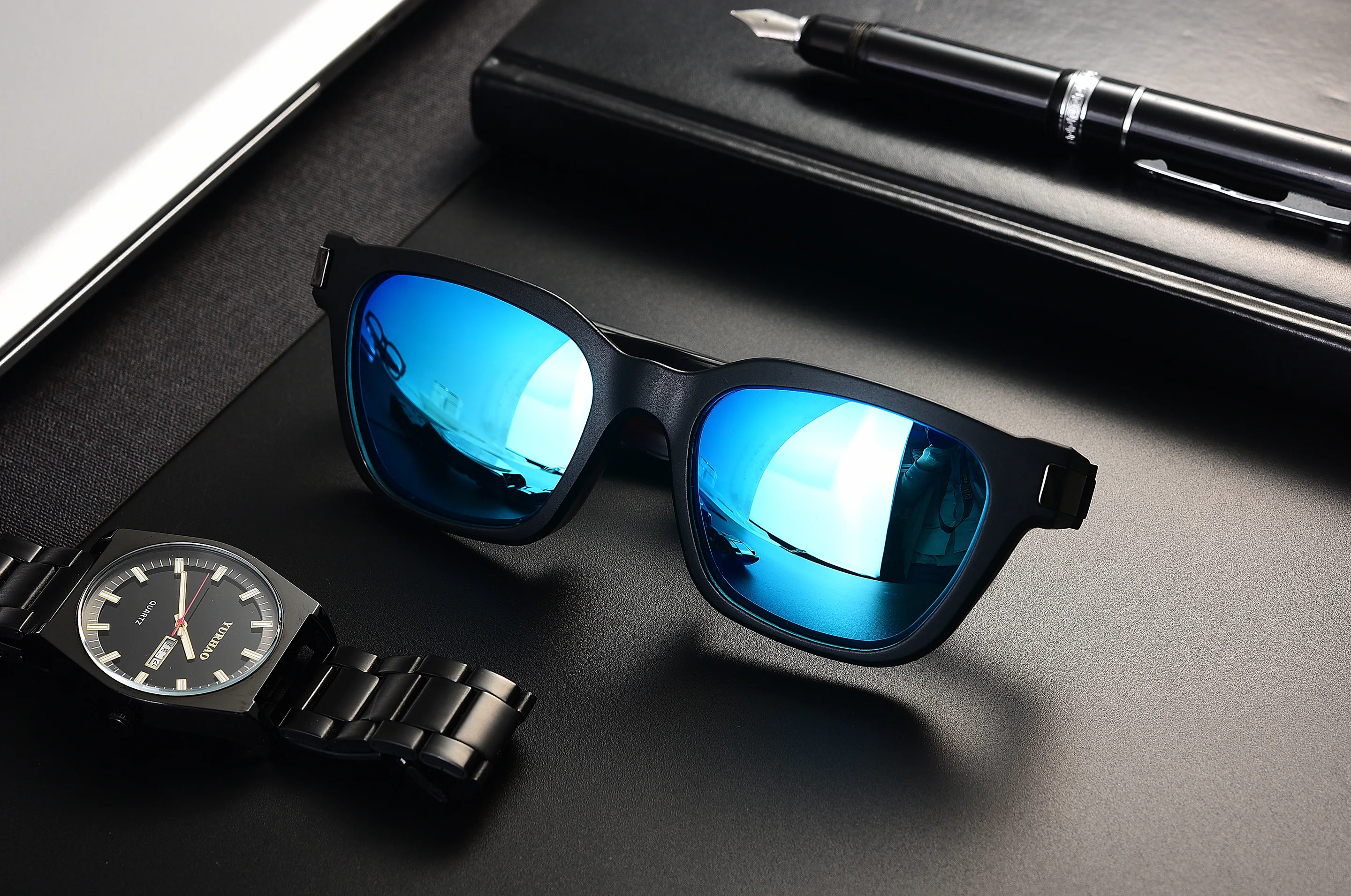 구매 맞춤형 블루투스 Led 안경 오디오 선글라스 내장 블루투스 스피커 블루 렌즈