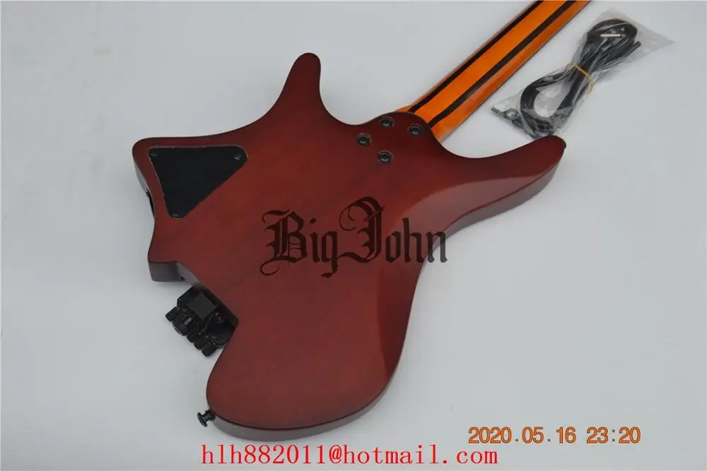 Новая электрическая гитара без головы матовый корпус из красного дерева с