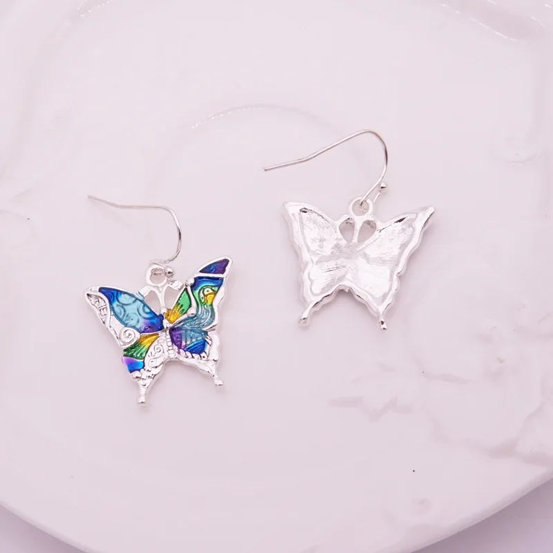 1 пара носков с изображением разноцветной эмалью в виде бабочки серьги модные