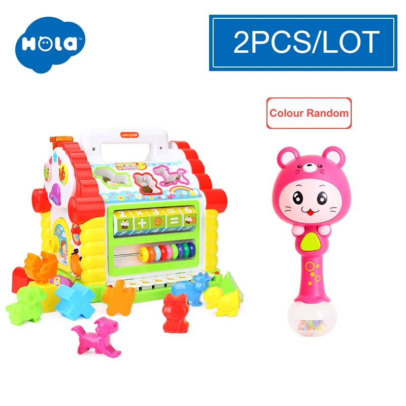 WITHOUT BOX HOLA 739, Многофункциональные Музыкальные игрушки, детский Забавный домик, музыкальные электронные геометрические блоки, сортировка, Обучающие Развивающие игрушки, подарки - Цвет: WITHOUT BOX