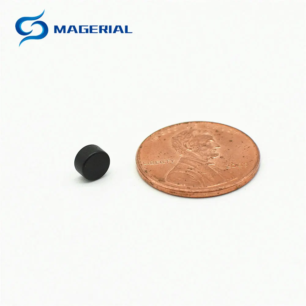 Полимерный магнит из эпоксидной смолы черный прочный круглый 5x3 мм