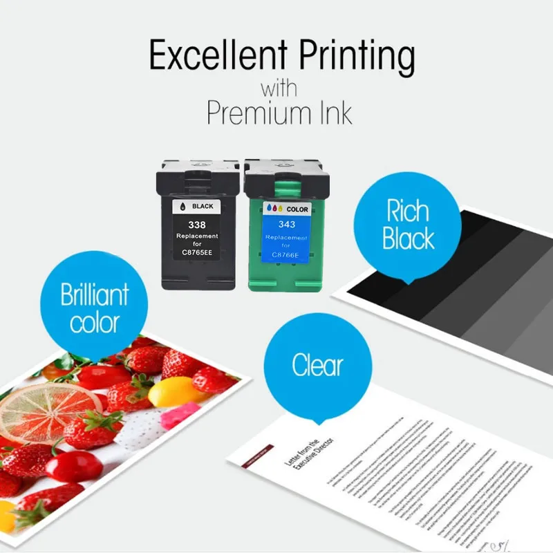 Черная Замена для hp 338 343 hp338 hp343 чернильный картридж Deskjet 460C 5740 6520 6540 6840 Photosmart