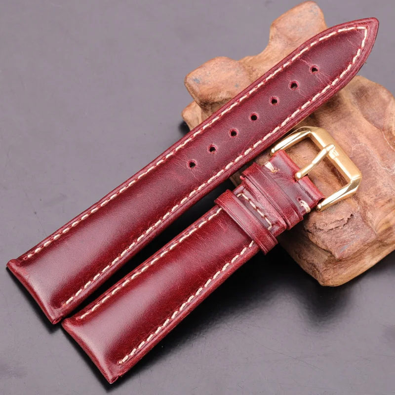 

Oil Wax Genuine Leather Watch Strap Band Women Men Cowhide Watchband 18 20 22 24mm Clock Bracelet Blue Red Yellow Green Belt