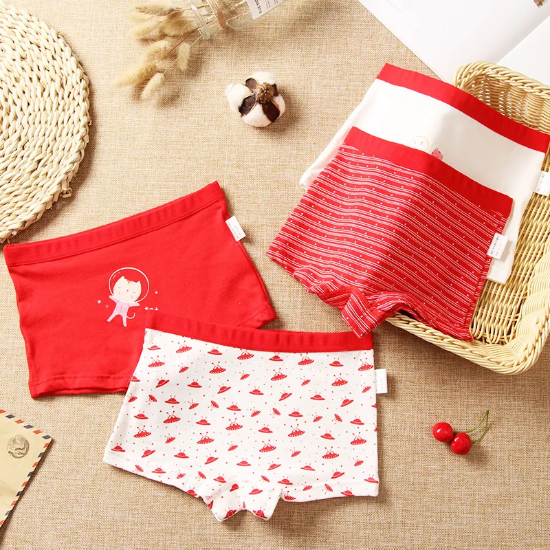 

Girls Panties Cartoon Print Teen Panties Pure Cotton Children Underwear Teenage Red Underpants Kids Shorts Boxers Baby Clothes