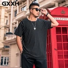 Футболка GXXH мужская с коротким рукавом, свободная рубашка в черно-белую полоску, обхват груди 80-140 кг, большие размеры 2XL 3XL 4XL 5XL 6XL 7XL, на лето