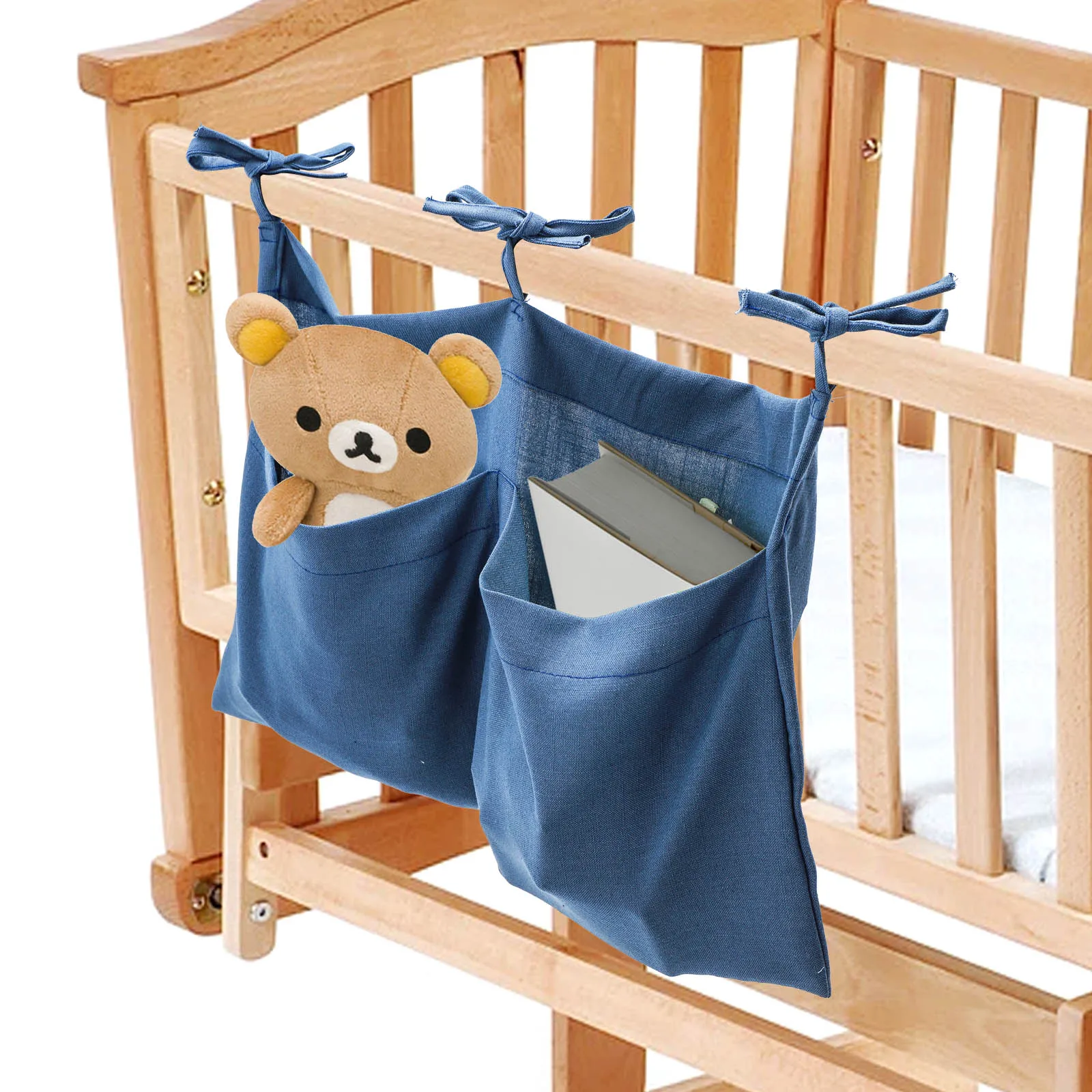 

Wall Mounted Storage Bag with 3 Pockets Linen Fabric Waterproof Home Wall Door Closet Hanging Organizer for Bedroom Bathroom