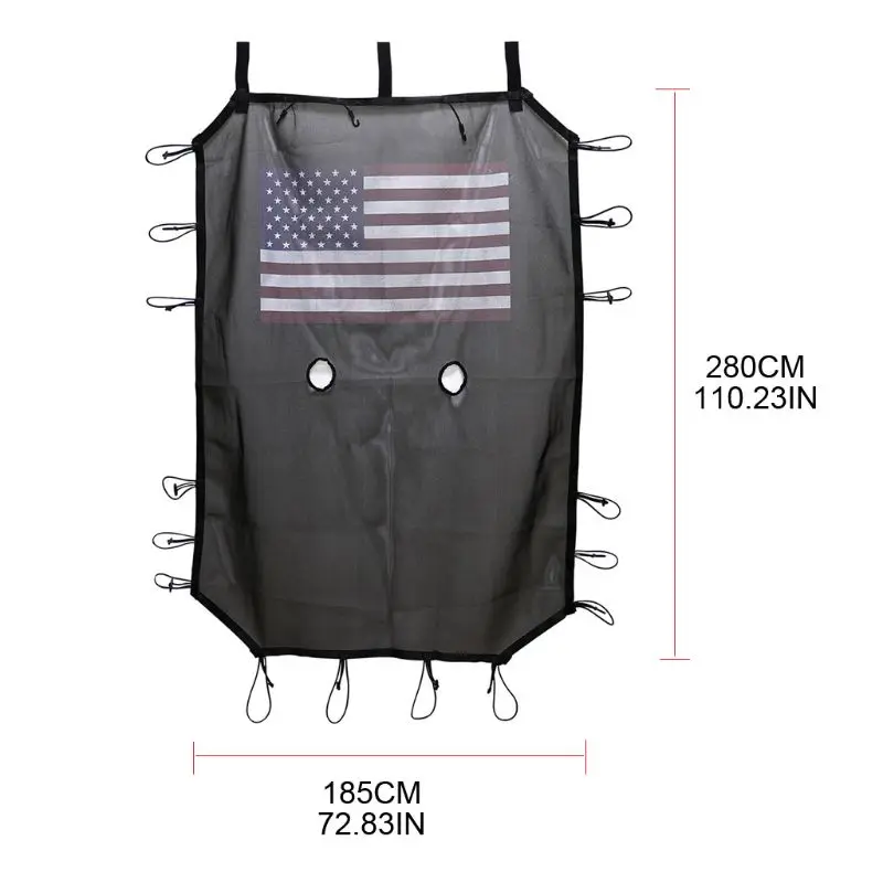 

American Flag Printed Sunshade Mesh Shade Top Cover Anti-UV Protection Sun Blocker for 4-Door Jeep-Wrangler