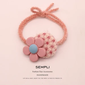 Женские кашемировые резинки для волос Sempli, резинки с подсолнухами, резинки для волос с цветочным принтом, аксессуары для волос