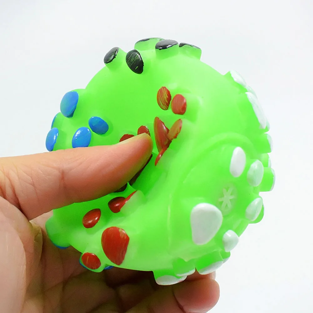 

Random Color Cute Paw Printed Pet Supplies Fun Sound Interactive Dog Chew Puppy Play Cat Toy Ball