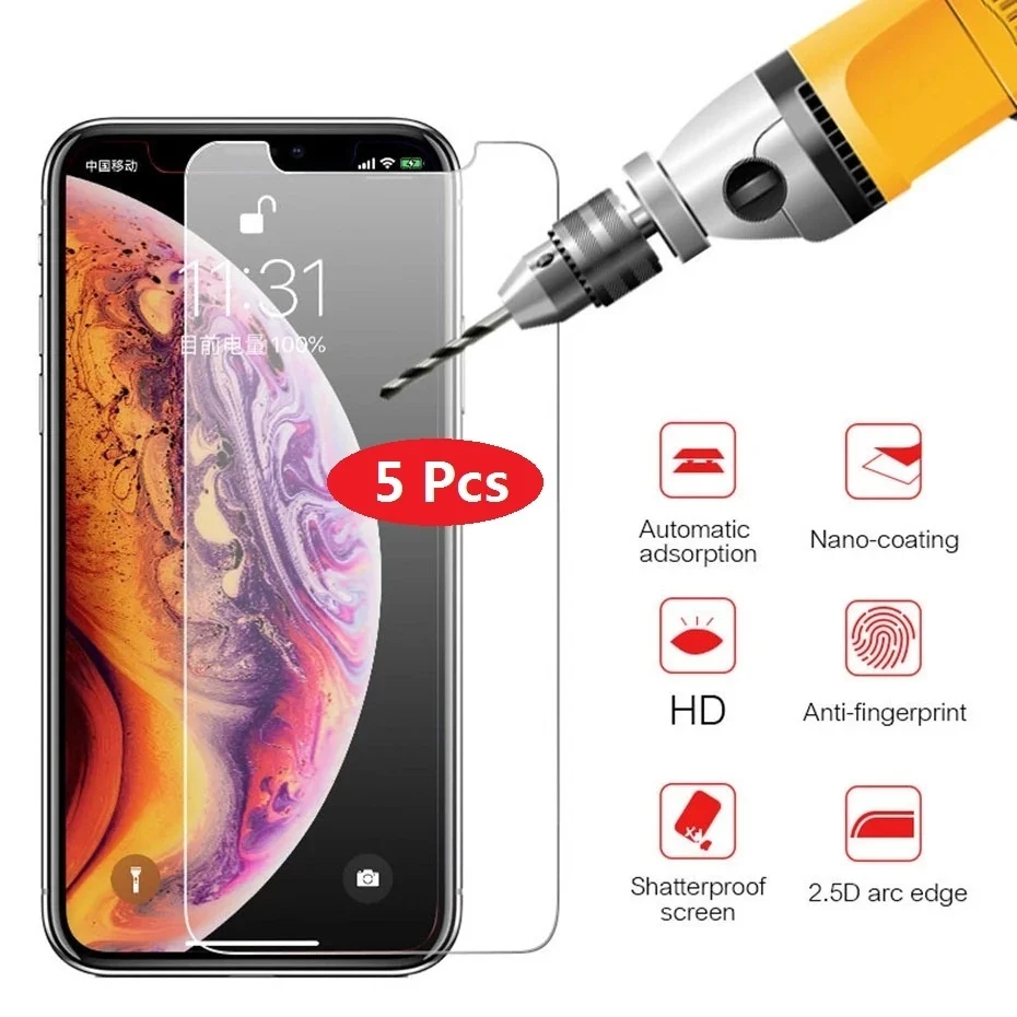

5 шт. 9H закаленное стекло для iPhone 12 Mini X Xs Xr 11 Pro Max 7 8 6 6S Plus SE 2020 защита для экрана