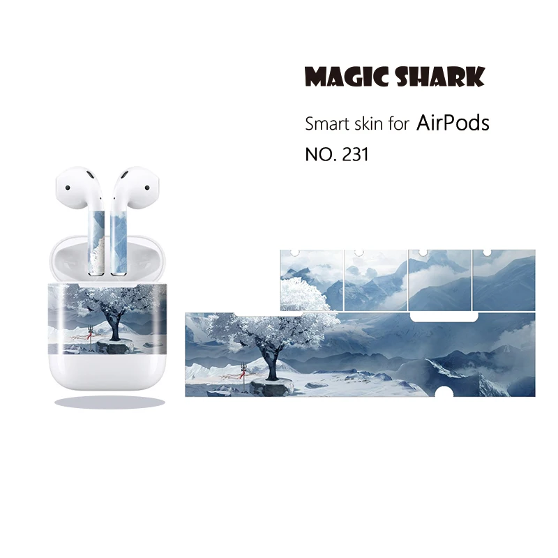 

Magic Shark Tree Sky Cloud Beautiful Landscape PVC NO FADE Sticker Case Cover for Apple Airpods Ultra Thin