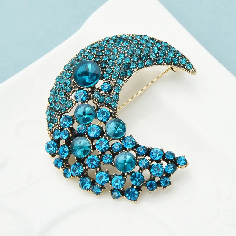 Wuli &amp baby фиолетово-белая Хрустальная брошь в виде Луны женская и Мужская форме