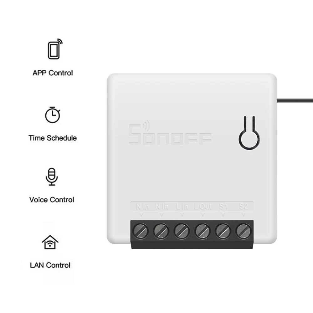 SONOFF 20/10/5/шт. Мини Интеллектуальный переключатель DIY Режим бытовой техники Автоматизация выключатели с Amazon Alexa WiFi умный переключатель
