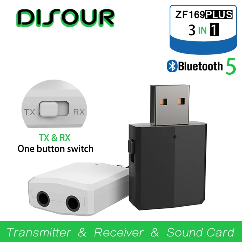 Аудиоприемник DISOUR Bluetooth 5 0 передатчик USB Звуковая карта AUX RCA 3 мм разъем для ТВ ПК