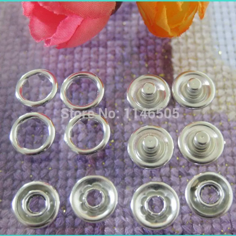 

50set/lot About 9.5mm prong metal snap buttons snap silver plated buttons garment accessory baby romper scrapbooking products