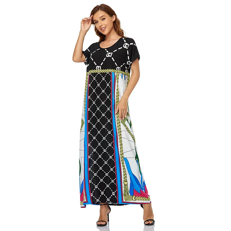 

New Printed Bohemian Women Maxi Dress Batwing Sleeve Holiday Beach Wear Fashion Muslim Abaya Dubai Moroccan Kaftan Robe Vestidos