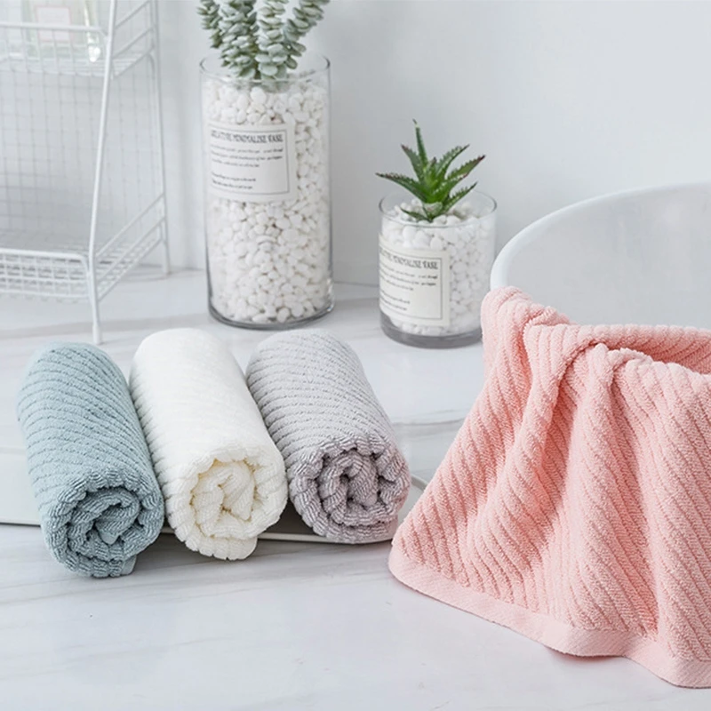 

5Pcs/Pack 34x76cm Solid Color Soft Cotton Thicken Face Towel Breathable Absorbent Bathroom Washcloth Home Hotel Travel Towel
