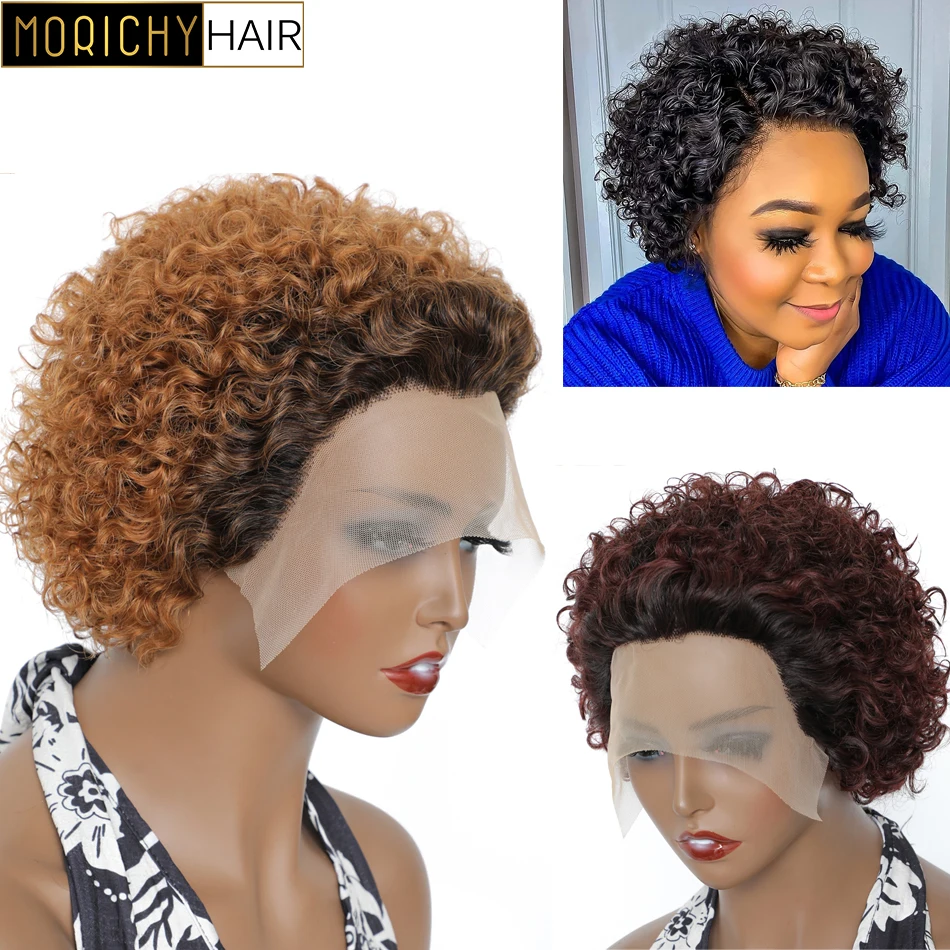 

Morichy Pixie Cut Wig Human Hair Wigs Short Curly Pre Plucked Bleached Knots Wigs Bob Wig 13x1 T Part Lace Wigs for Women